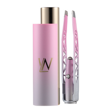 Load image into Gallery viewer, La-Tweez Pro Illuminating Tweezers Petal Pink Ombre with Diamond Dust Tips + Mirrored Case