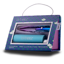 Load image into Gallery viewer, La-Tweez Mermaid Illuminating Tweezers with Diamond Dust Tips + Mirrored Case
